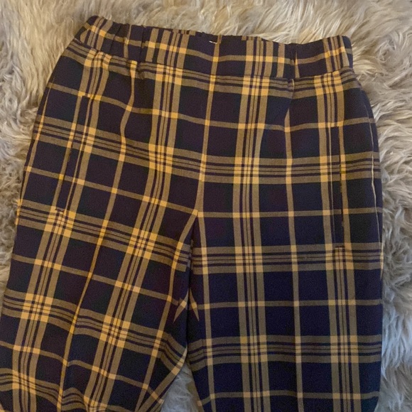 Wilfred Darontal Pants Plaid Brown Yellow Check Cropped Ankle Length - Picture 6 of 11
